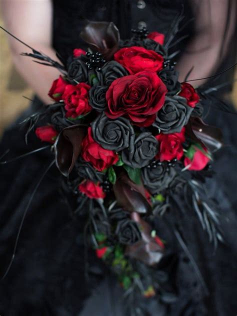 Black magic roses wedding bouquet